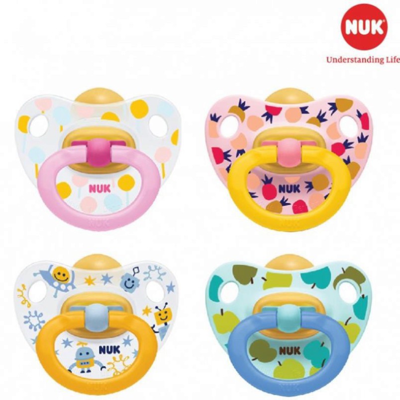 [Chính Hãng] Bộ 2 ti giả chỉnh nha NUK cao su Happykids 0-6m, 6-18m