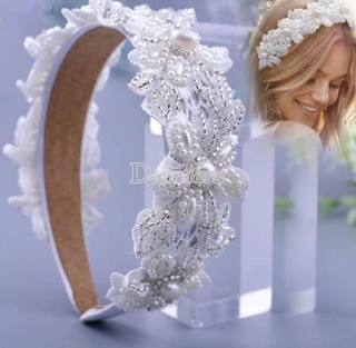 Băng Đô Ren Đính Ngọc Trai Cho Cô Dâu
