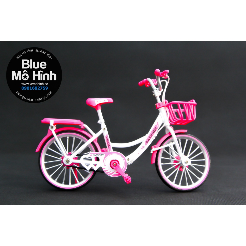 Xe mô hình xe đạp hồng siêu xinh bằng kim loại 1:8