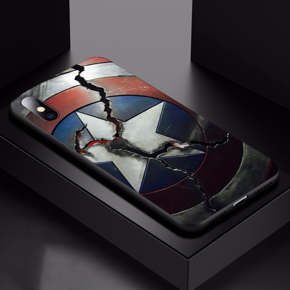Ốp điện thoại dẻo họa tiết khiên của siêu anh hùng Captain cho IPHONE 6 6S 7 8 PLUS X XR XS 11 PRO MAX SE 2020