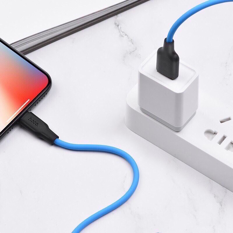 CÁP SẠC SILICON HOCO X21 plus USB Linghtning-3.0A sạc nhanh cho iPhone 6/7/iPhone 6plus/7plus/8plus/ip X/xs/Xsmax/ipad