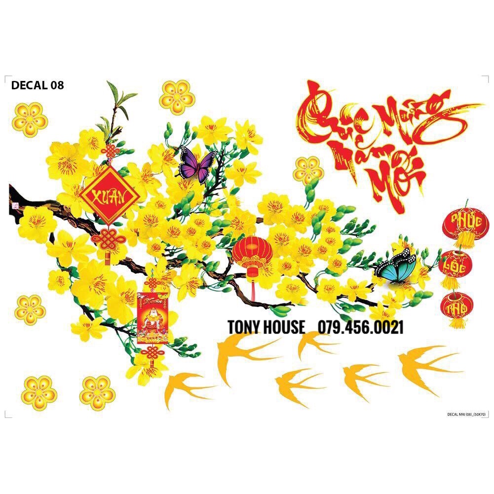 [TẾT] - DECAL trang trí tết chúc mừng năm mới thích hợp trang trí của kính- HÀNG ĐẸP