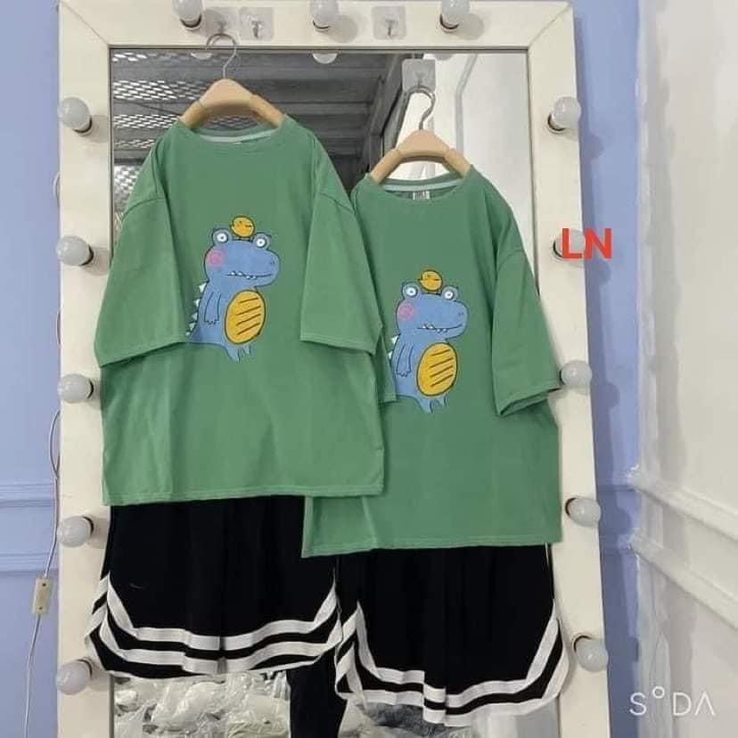 [GIÁ XƯỞNG] Áo phông tay lỡ unnisex hình Khủng long má hồng_Áo thun form rộng nam nữ dễ thương