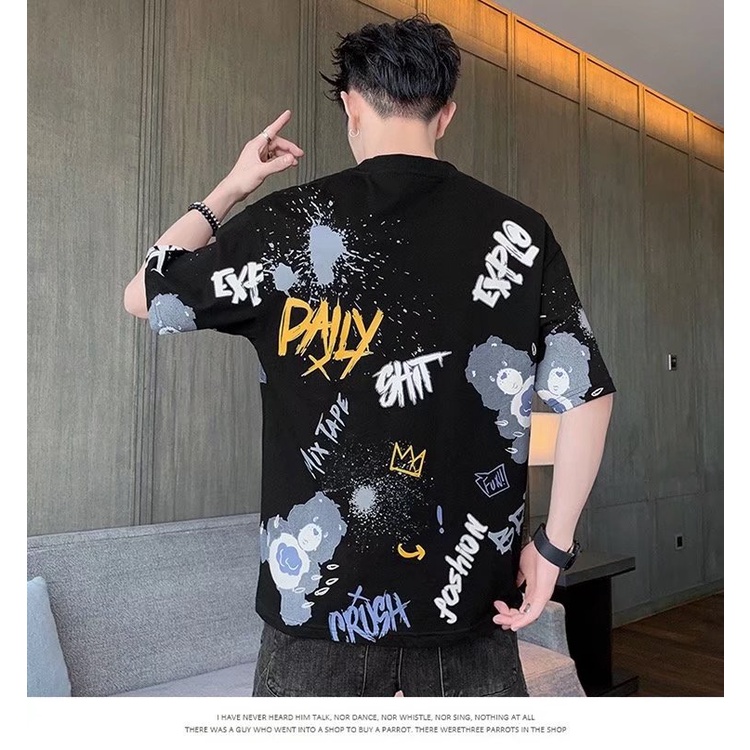 Áo Thun Ngắn Tay Dáng Rộng Phong Cách Hiphop Cá Tính Cho Nam