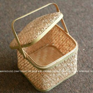Hộp tre đan hoa văn đẹp đựng quà tặng đồ trang điểm