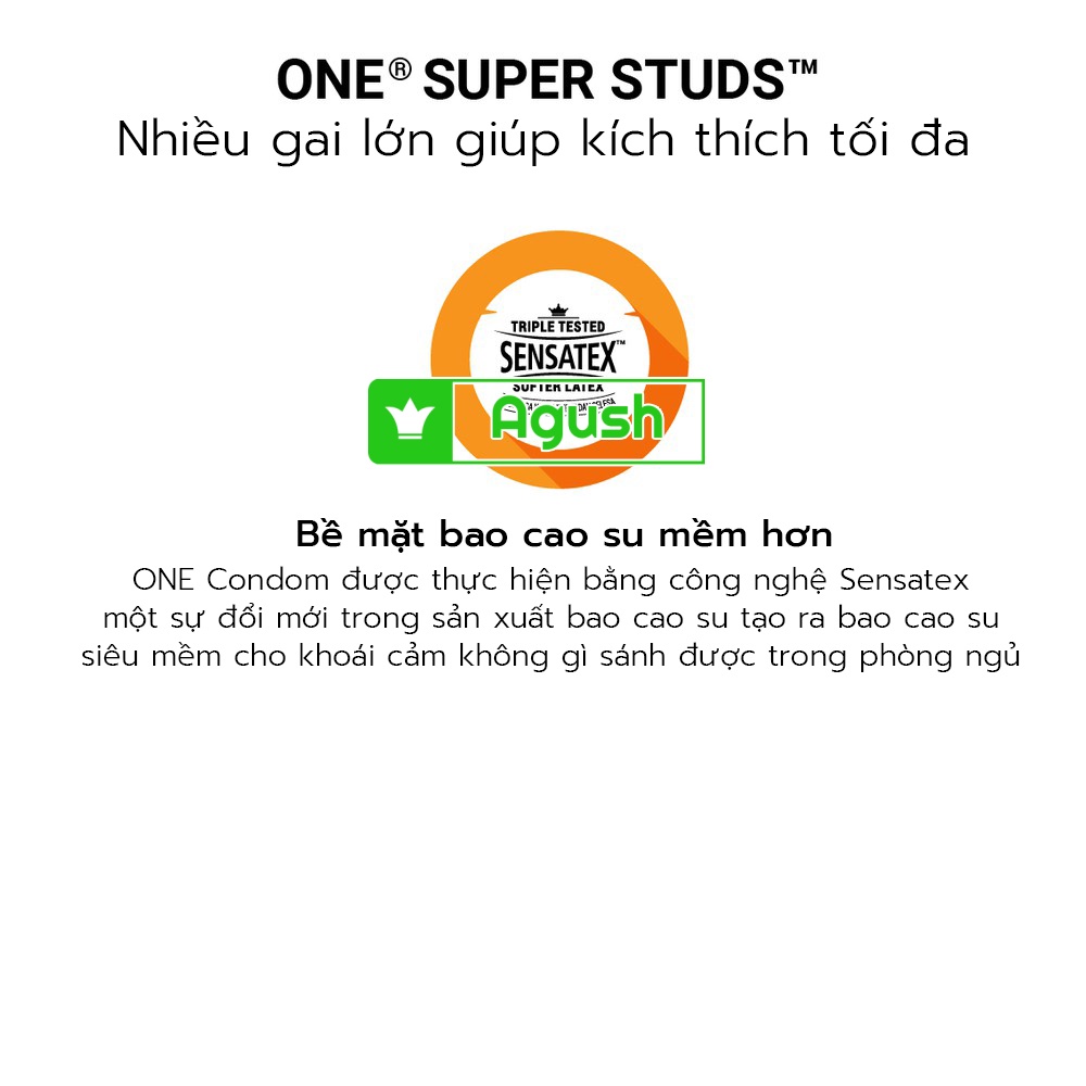 Bao cao su gai gia đình cao cấp chính hãng ONE CONDOMS SUPER STUDS hộp 3 cái thơm tăng khoái cảm che tên sản phẩm giá rẻ