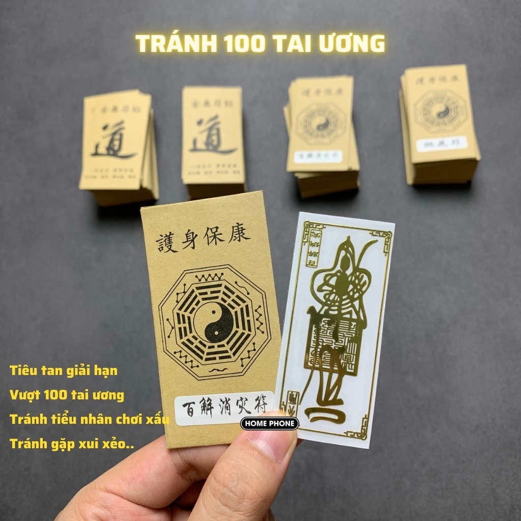 Miếng dán điện thoại tài lộc may mắn thần tài phong thủy linh phù mạ vàng