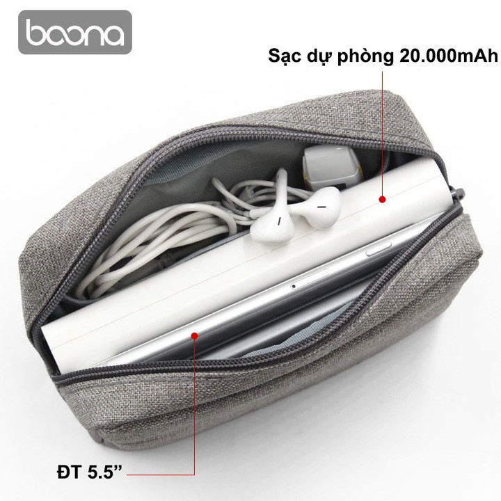 Túi đựng phụ kiện Oz94 Baona BN-A001 đựng sạc dự phòng, điện thoại, chuột, sạc, cáp, tai nghe