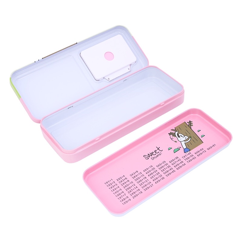 Hộp sắt đựng bút hình cute có máy tính