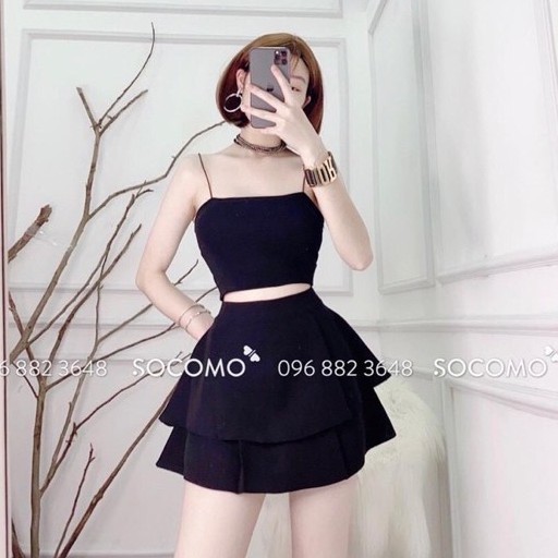 Chân váy tầng có lót quần, Chân váy dáng xòe tầng CV197 - NhiNhiShop