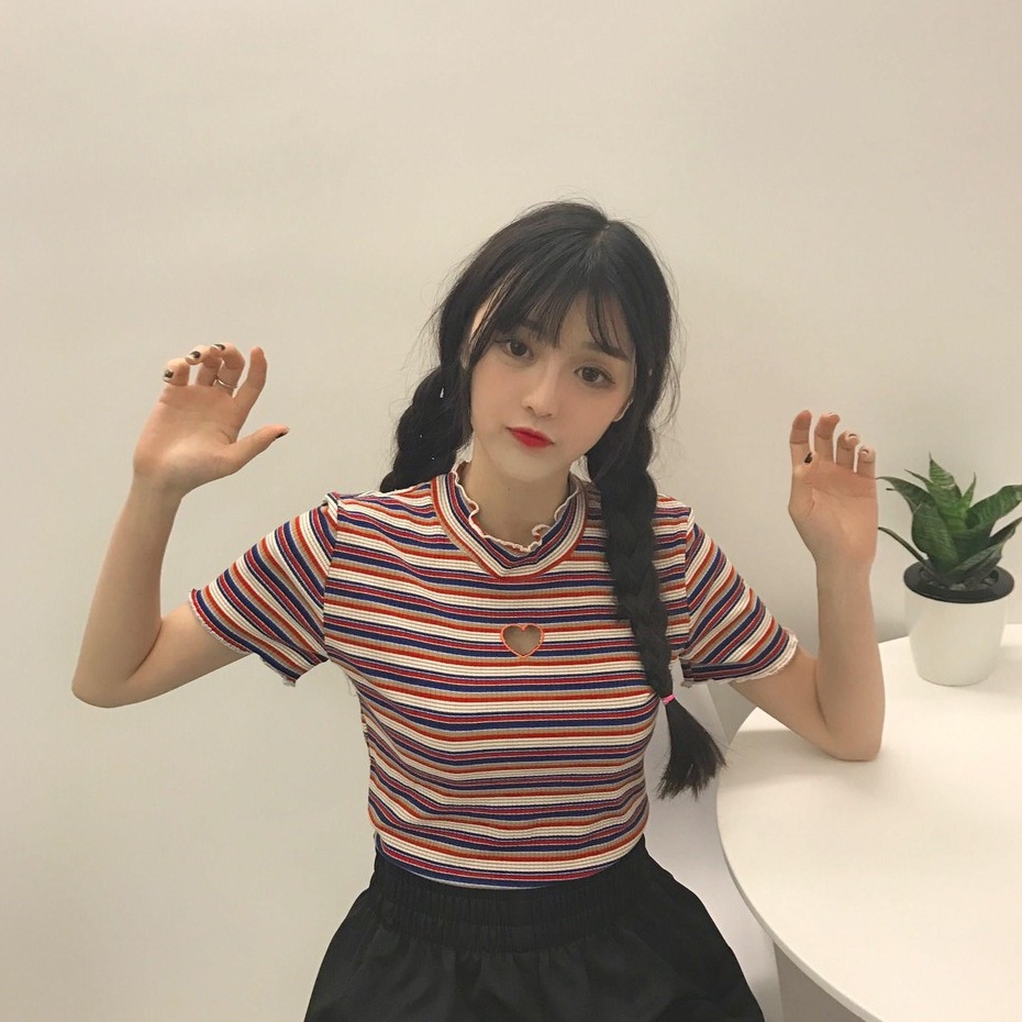 Áo thun nữ sọc tay ngắn Emilyshop ulzzang