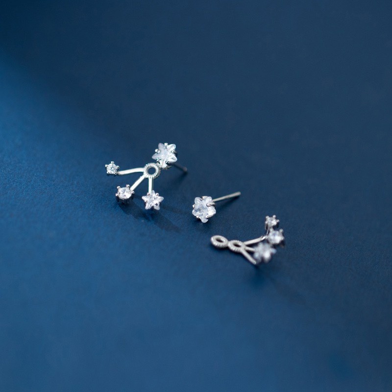 Bông tai bạc nữ hình ngôi sao DUYSON SILVER, khuyên tai bạc Ý 925 mạ vàng dáng xòe nữ tính (1 đôi) [KNXK40]