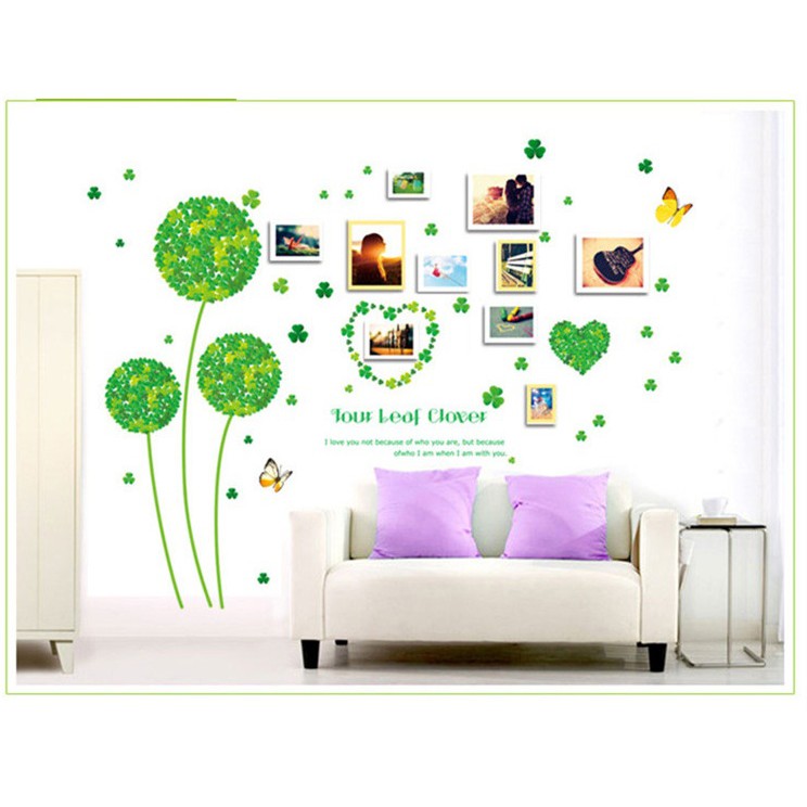 Decal dán tường Combo trái tim và tú cầu xanh AmyShop ( 100 x 220 cm)