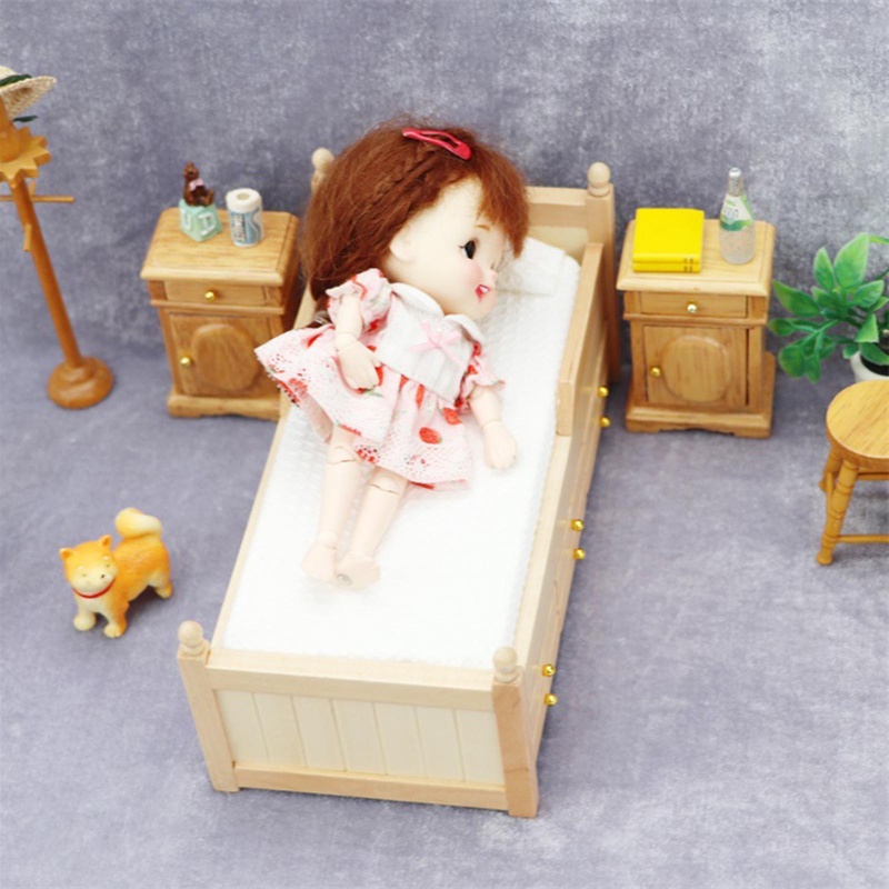 Giường Ngủ Bằng Gỗ Có Ngăn Kéo 1 / 12 Độc Đáo Trang Trí Nhà Búp Bê