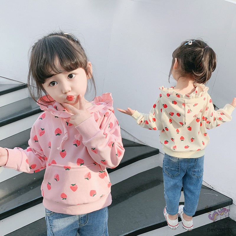 Áo Khoác Tay Dài Hoạ Tiết Dâu Tây Đáng Yêu Cho Bé Gái Kiểu Hàn Quốc