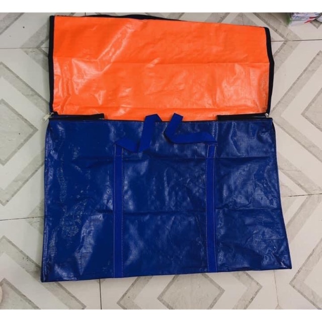 Túi Bạt Có Dây Kéo Đựng Đồ Đựng Quần Áo Màu Xanh Cam Nhiều Size