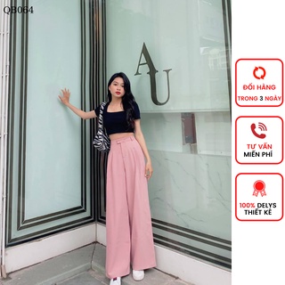 Quần suông ống rộng nữ Delys - Quần suông hồng cạp cao vải tuyết mưa mềm không nhăn, không bám bụi