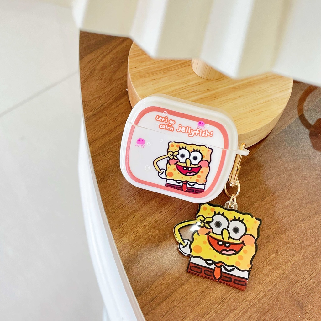 Vỏ Bảo Vệ Hộp Sạc Tai Nghe Airpods 3 Pro 2 Họa Tiết SpongeBob Phong Cách Mới 2021 Ốp