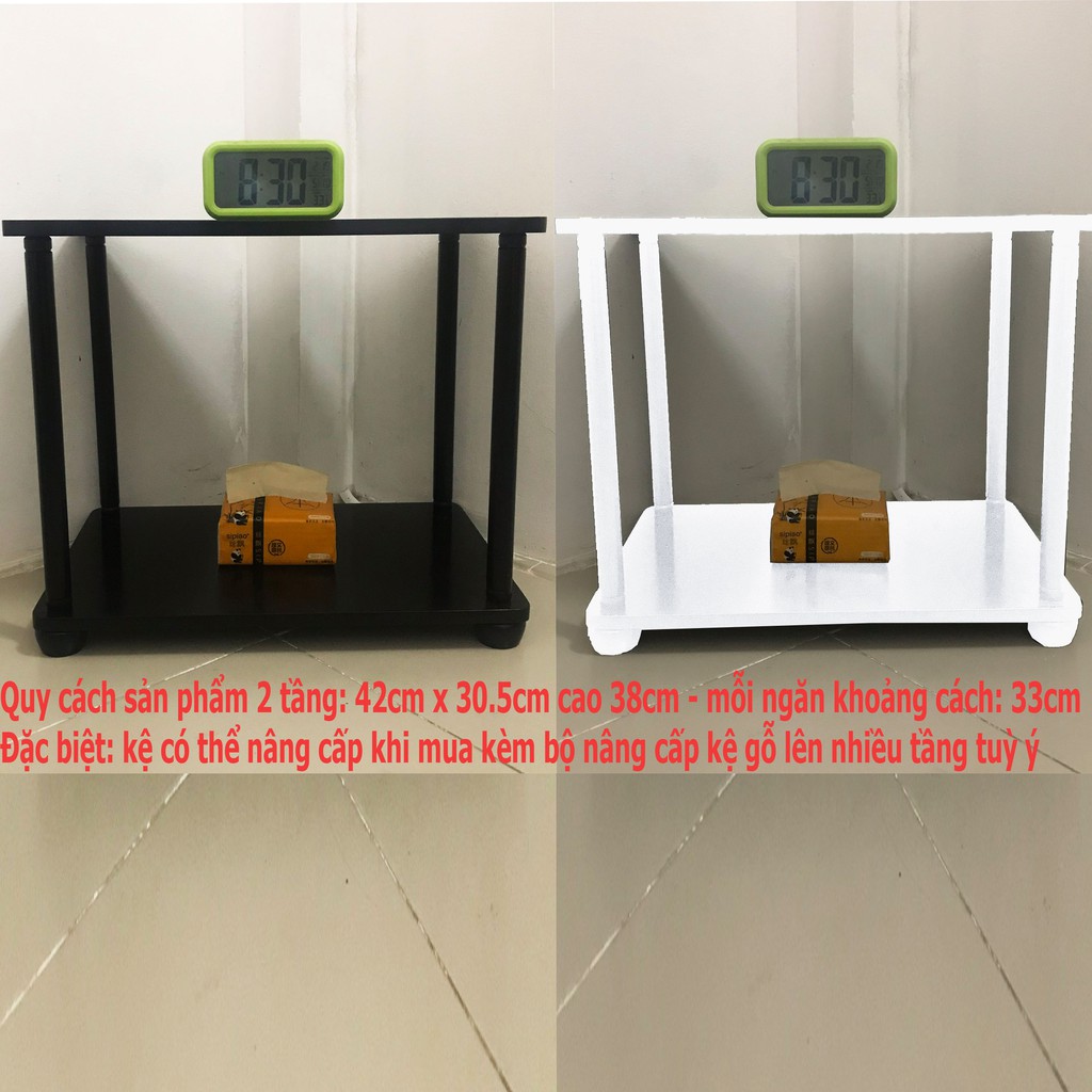 Kệ gỗ 2 tầng gỗ tự nhiên dễ dàng tháo lắp, nâng cấp, gọn nhẹ