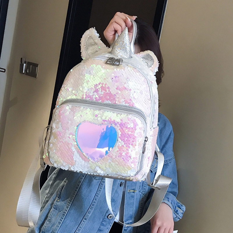 Glitter Gold silver Sequin Unicorn Backpack