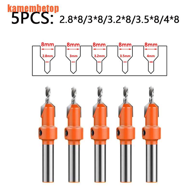 【TOP】5PCS HSS Timber Woodworking Ti Countersink Drill Bit Set Screw Cutter Woo