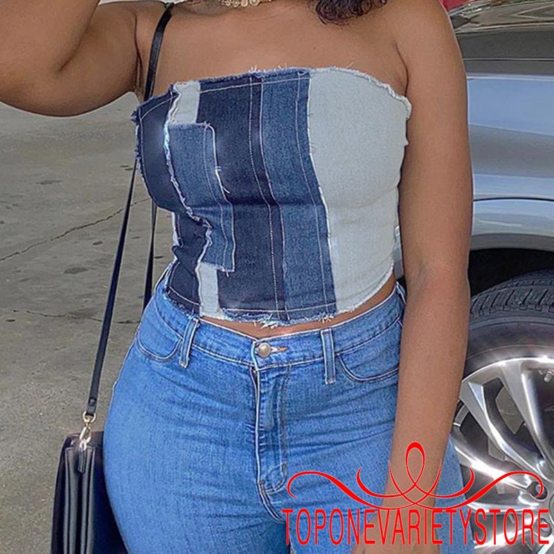 Áo Croptop Denim Không Tay Quyến Rũ Dành Cho Nữ | BigBuy360 - bigbuy360.vn