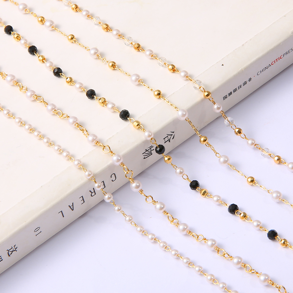 BEADIA Vòng cổ Đồng Mạ Vàng 18K Đính Ngọc Trai Nhân Tạo Thời Trang