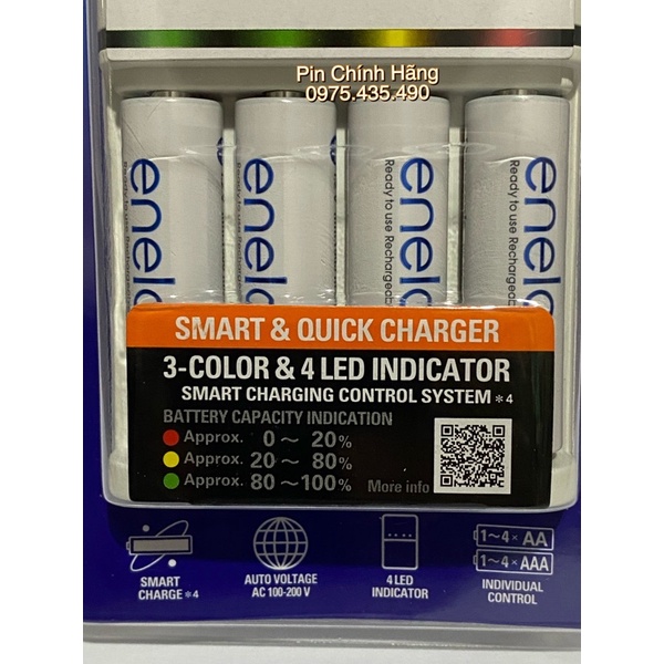 Bộ Sạc Pin AA AAA Panasonic - Bộ Sạc Nhanh Tự Ngắt Panasonic Eneloop 1.5 Giờ Kèm 4 Pin AA 2000 mAh Tặng Kèm Hộp Bảo Quản