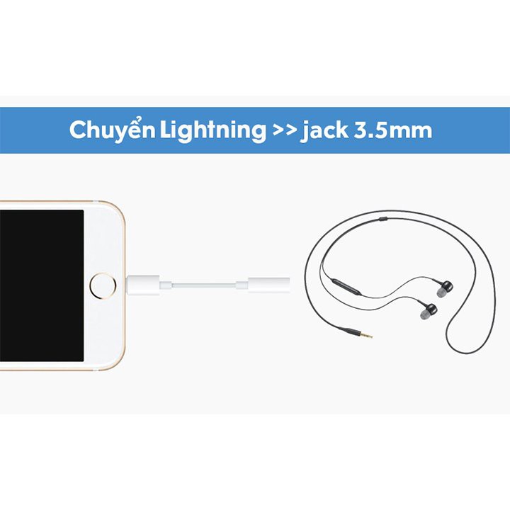Cáp chuyển đổi lightning sang 3.5mm zin có thể nghe nhạc nói chuyện và livestream