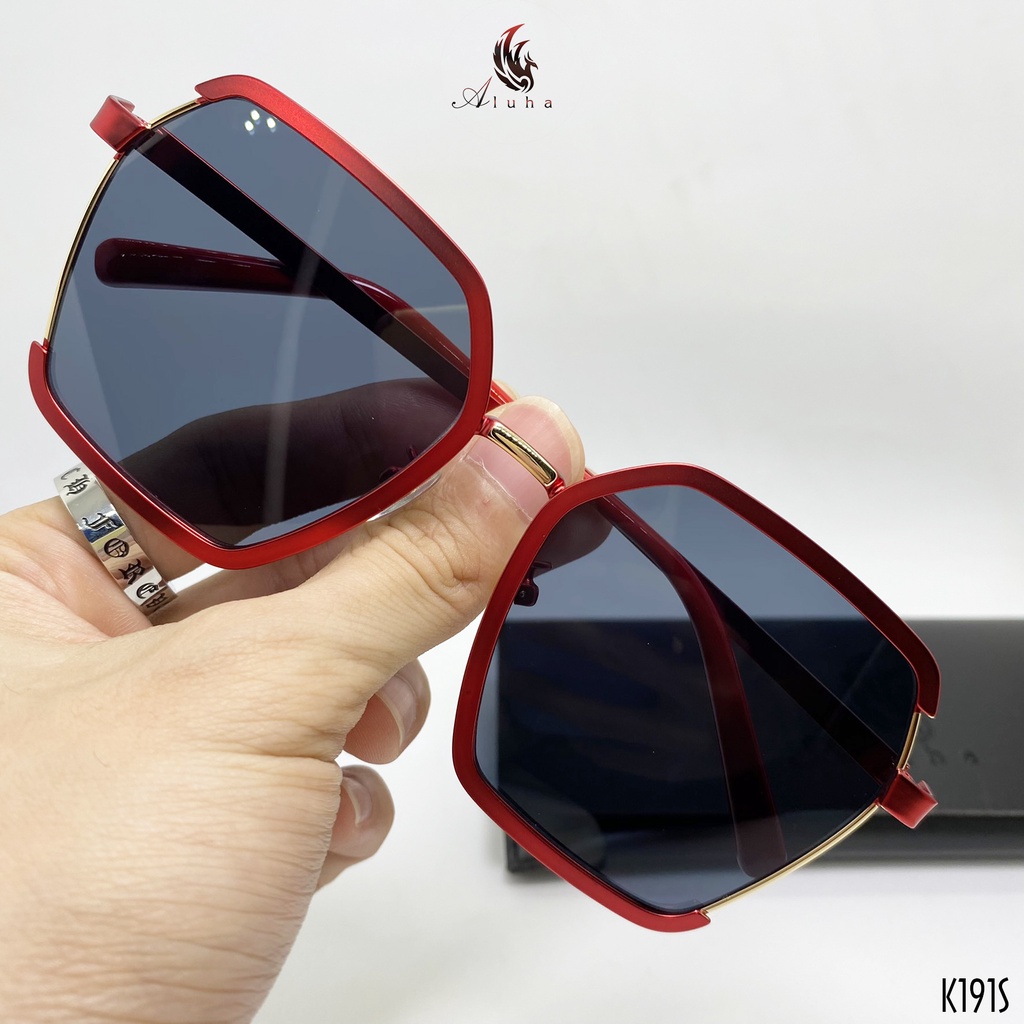 Kính mát unisex chống tia cực tím, tròng lục giác màu gradient sành điệu, gọng simple bề mặt mạ bóng đẹp - K191S - Aluha