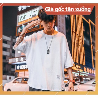 [Ảnh thật] Áo thun tay lỡ oversize vạt lai bầu [ áo thun tay lỡ unisex nam nữ mặc được]