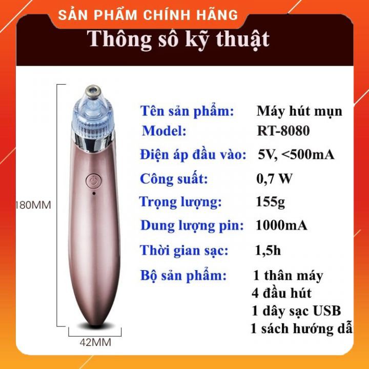 Máy Hút Mụn Hàn Quốc Cao Cấp + Tặng 4 Đầu Hút