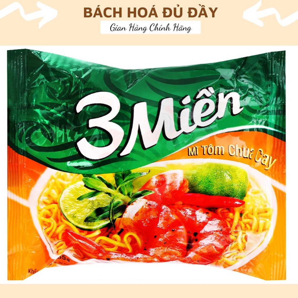 Mì gói các loại bao gồm Hảo Hảo, Gấu Đỏ, Omachi, Đệ Nhất, Miliket, 3 miền, Lẩu Thái, Cung Đình, mì chay Rau Nấm