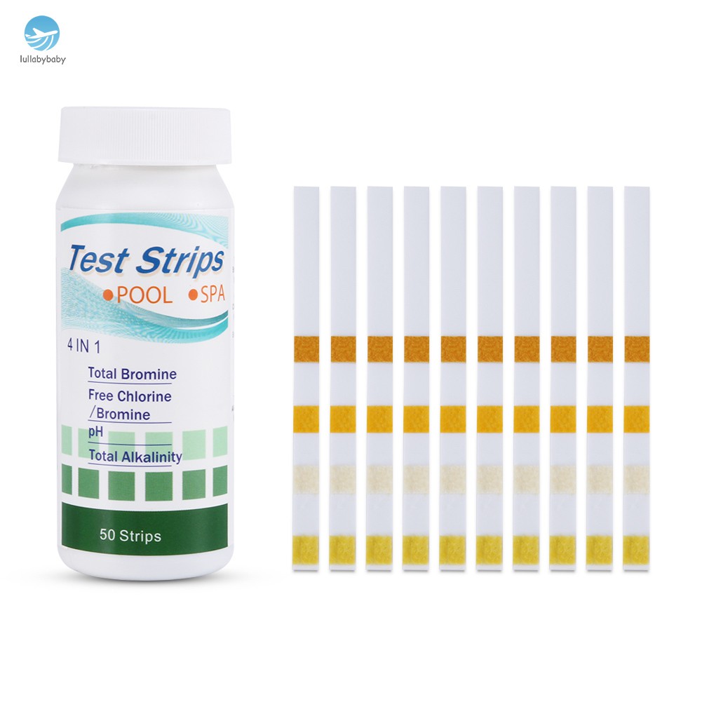 50Pcs 4 In 1 Swimming Pool Spa Test Strips Free Chlorine pH Bromine Total Alkalinity Water Test Tool