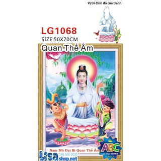 Tranh đính đá PHẬT QUAN ÂM 50x70cm chưa đính lg1068