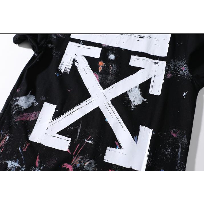 Áo thun cotton ngắn tay in hình Off-white thời trang dành cho nam và nữ