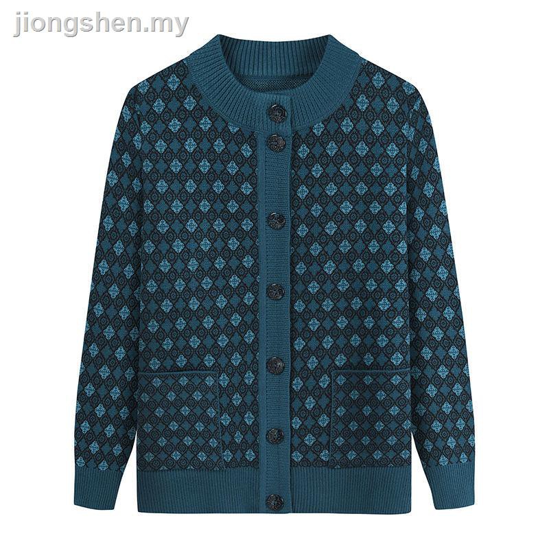 Áo Khoác Cardigan Dày Dặn Giữ Ấm Mùa Thu Đông Cho Phụ Nữ Lớn Tuổi 60-70 Tuổi