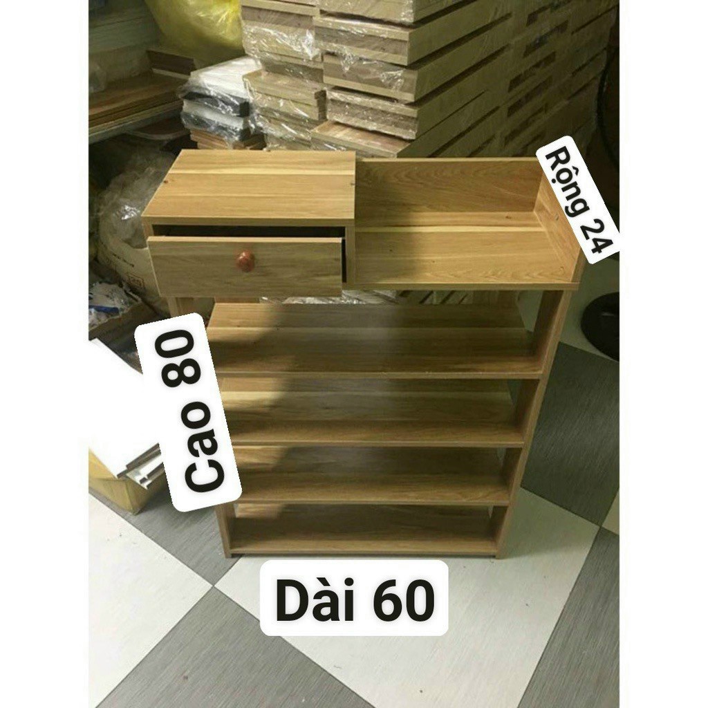 Kệ Để Giày Dép, Kệ Giày Bằng Gỗ 5 Tầng Có Ngăn Kéo, Móc Treo Đồ Lắp Ghép Siêu Tiện Dụng -Chỉ Bán Loại Gỗ 12li