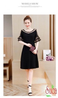 ĐẦM SUÔNG ĐEN PHỐI VOAN LƯỚI