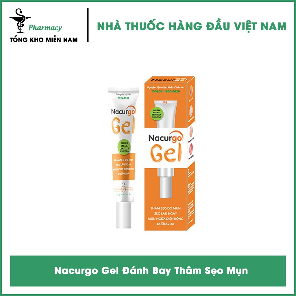 Nacurgo Gel Đánh Bay Thâm Sẹo Mụn - Chặn Đứng Viêm Nang Lông - Tuýp 20ml