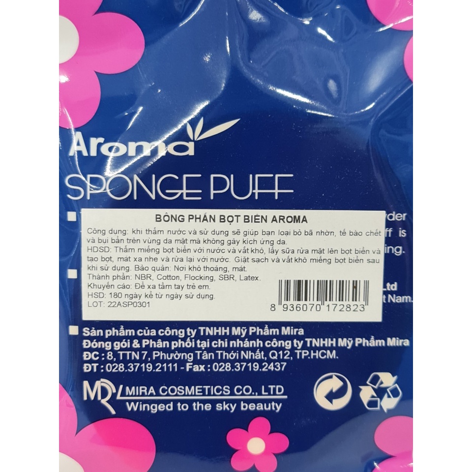 Bông Bọt Biển Rửa Mặt Massage MIRA AROMA Sponge Puff