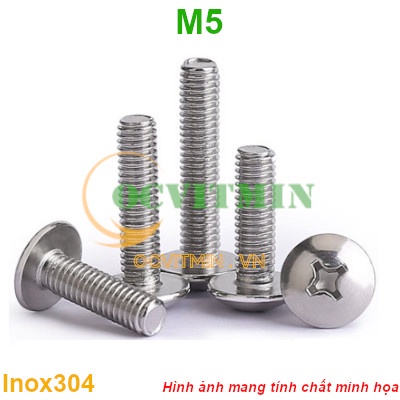 Shopee.vn/ocvitmin Ốc Vít Bake Đầu Dù M5 Inox 304 Hơi Hút Nam Châm