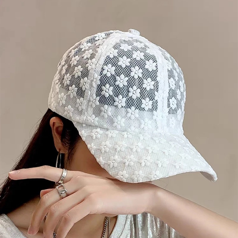 Mũ Lưỡi Trai Che Nắng Chống Tia UV Thêu Ren Hoa Rỗng Thời Trang Dễ Phối Đồ