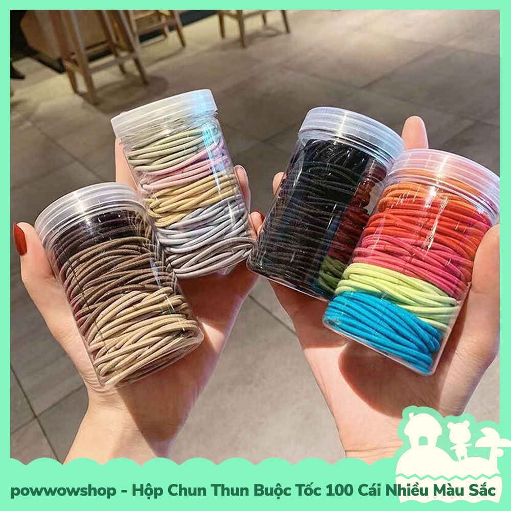 Lọ 100 Cái Dây Thun Chun Buộc Tóc Co Dãn Nhiều Màu Dành Cho Nữ