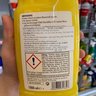(TẶNG KHĂN LAU XE) Sonax Wash & Wax - Nước rửa xe
