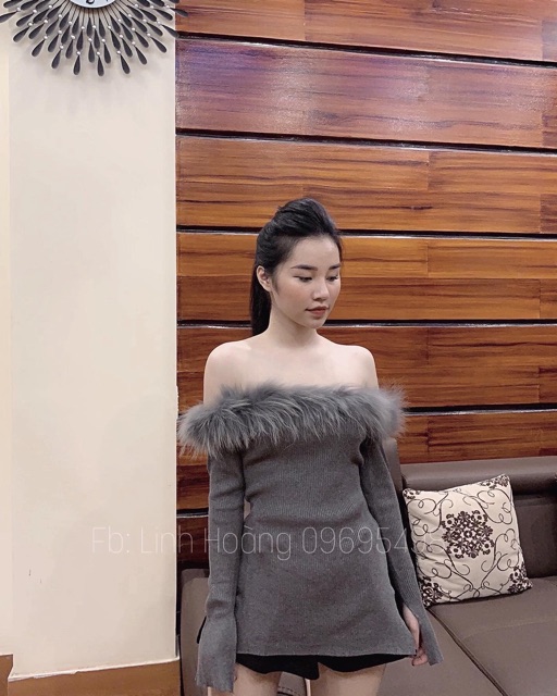 Áo Len Trễ Vai Lông