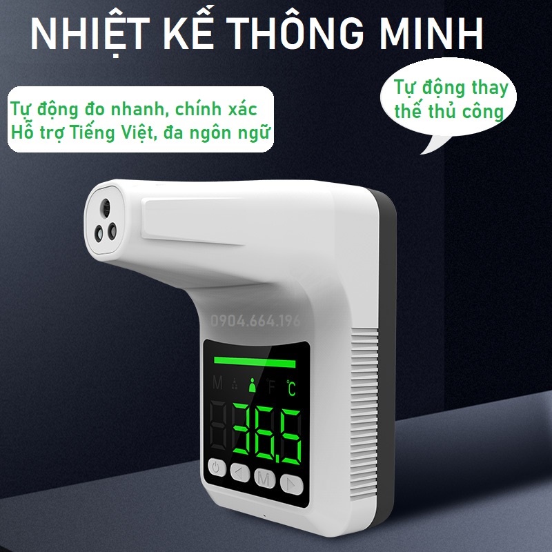 Máy đo nhiệt độ tự động, thiết bị đo thân nhiệt từ xa bản tiếng việt