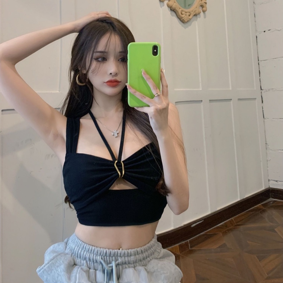 Áo yếm hai dây ZHELIHANGFEI dáng ngắn kiểu nhỏ nhắn xinh xắn cho nữ