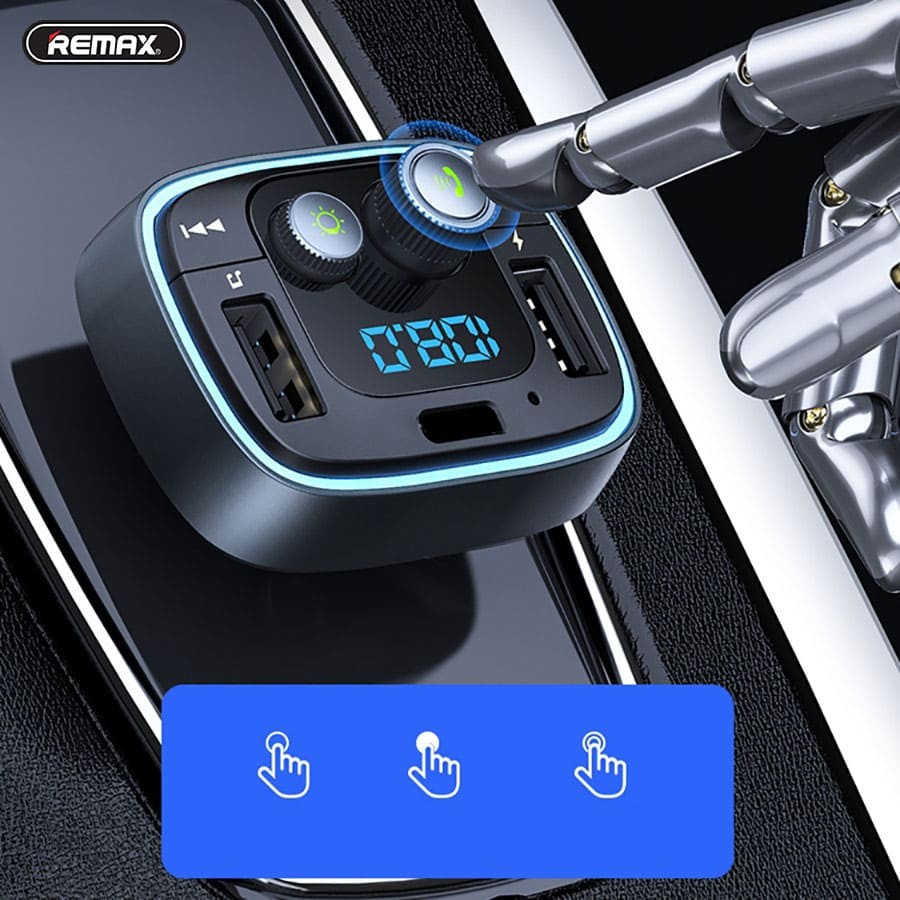 Củ sạc ô tô 2.4A Remax RCC-230, Kết nối Bluetooth điều khiển cuộc gọi, Hỗ trợ sạc USB + Type C 2 - Bảo hành 6 tháng