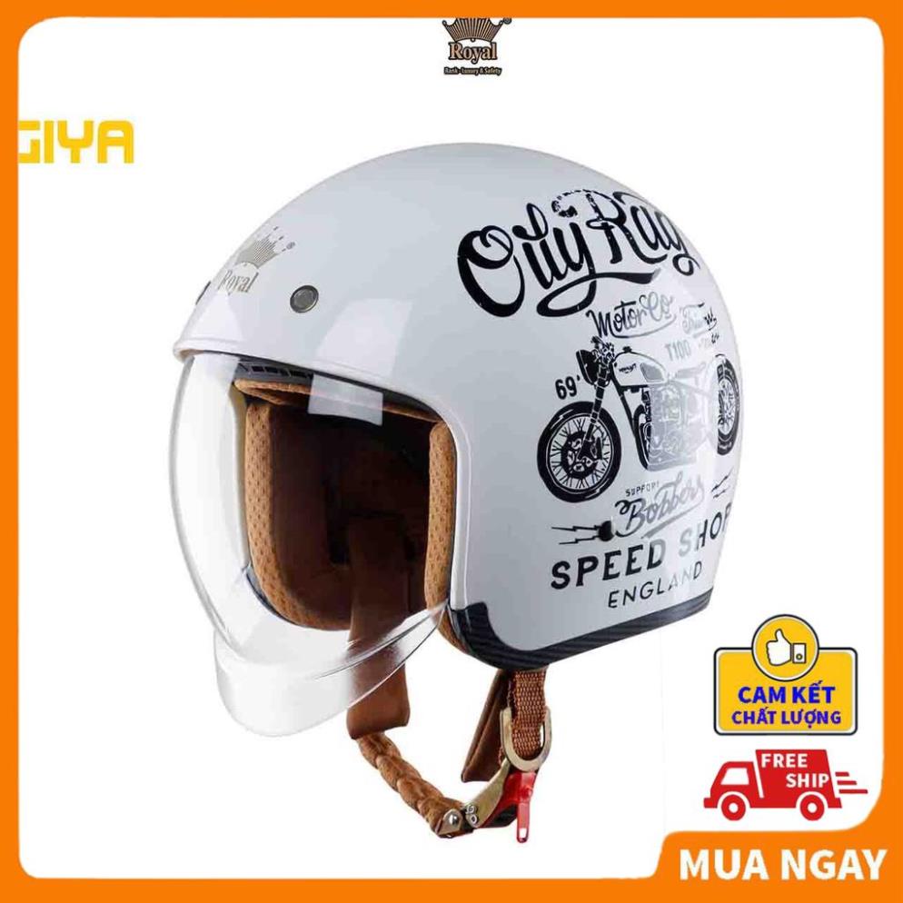 Mũ bảo hiểm 3/4 Royal M139 kính âm V5 trắng